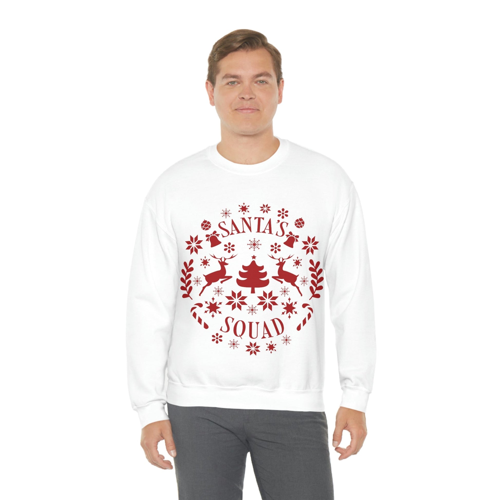 Santa Squad Merry Christmas Team Red Design Unisex Heavy Blend™ Crewneck Sweatshirt Ichaku [Perfect Gifts Selection]