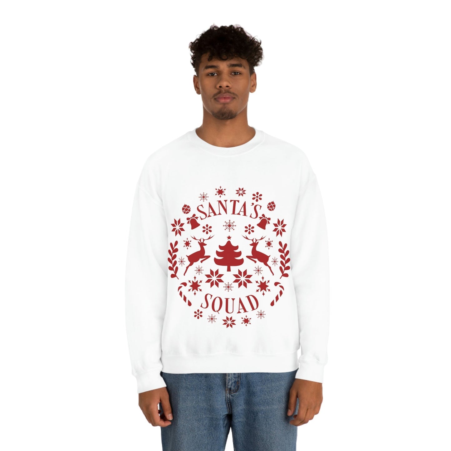 Santa Squad Merry Christmas Team Red Design Unisex Heavy Blend™ Crewneck Sweatshirt Ichaku [Perfect Gifts Selection]