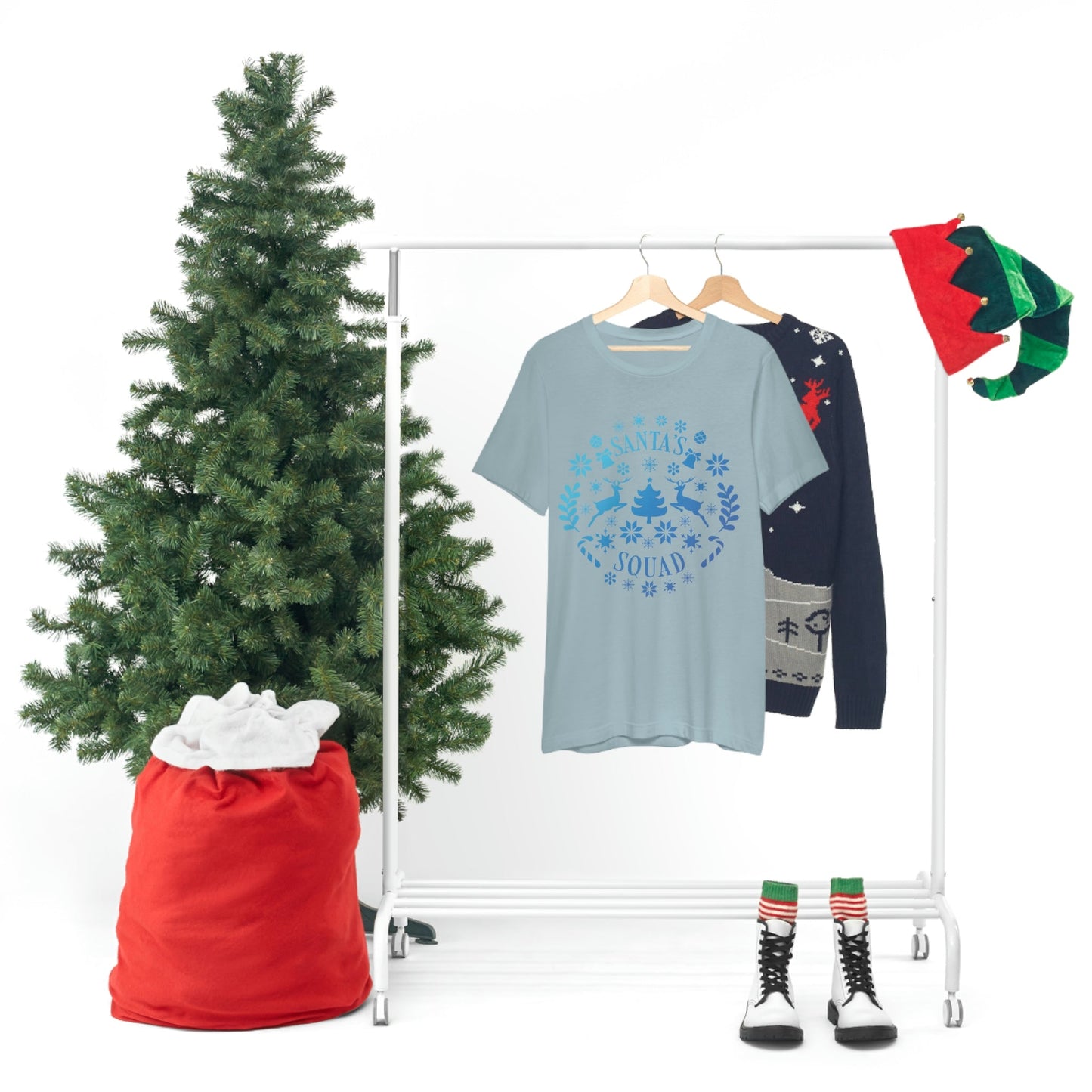 Santa Squad Merry Christmas Team Unisex Jersey Short Sleeve T-Shirt Ichaku [Perfect Gifts Selection]