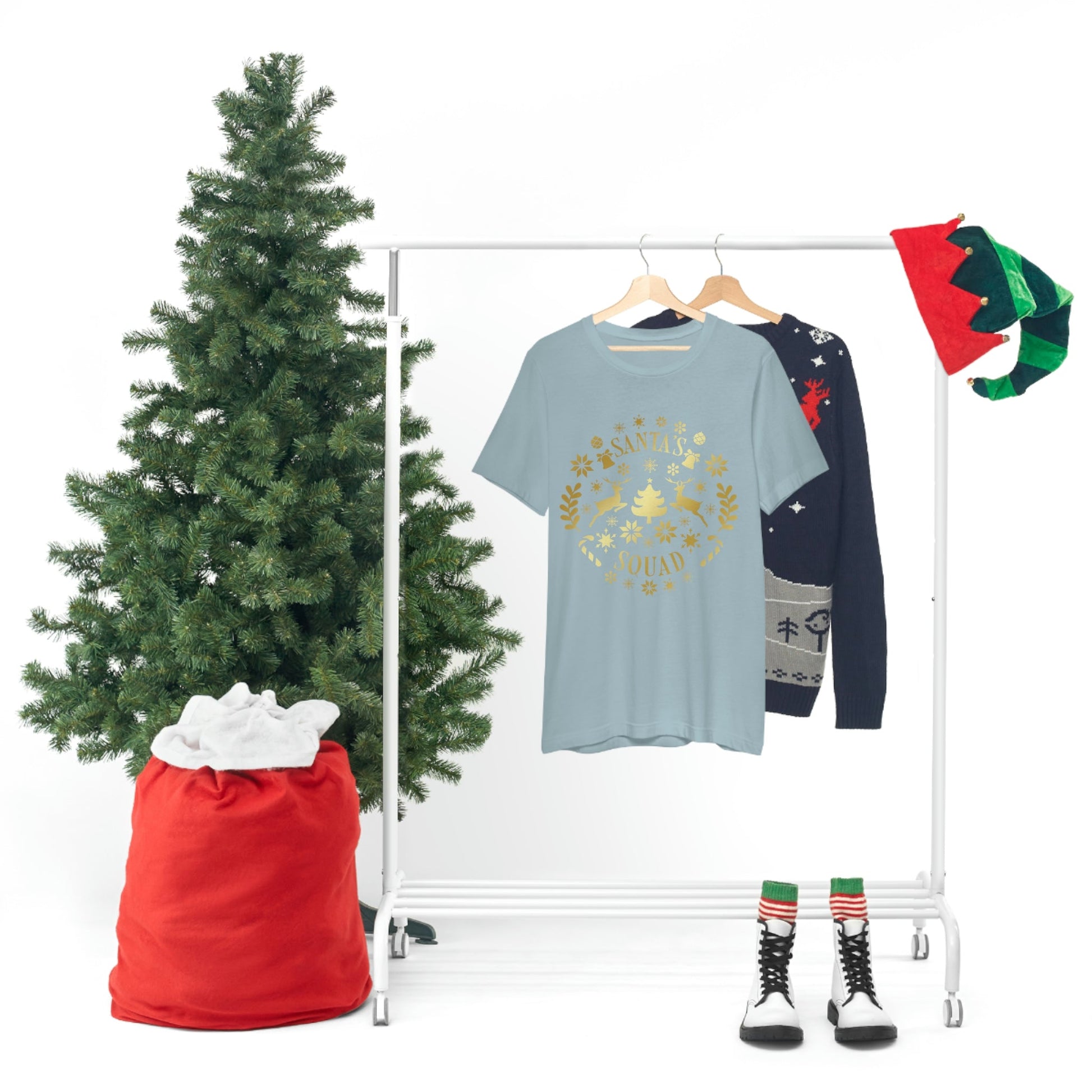 Santa Squad Merry Christmas Team Unisex Jersey Short Sleeve T-Shirt Ichaku [Perfect Gifts Selection]