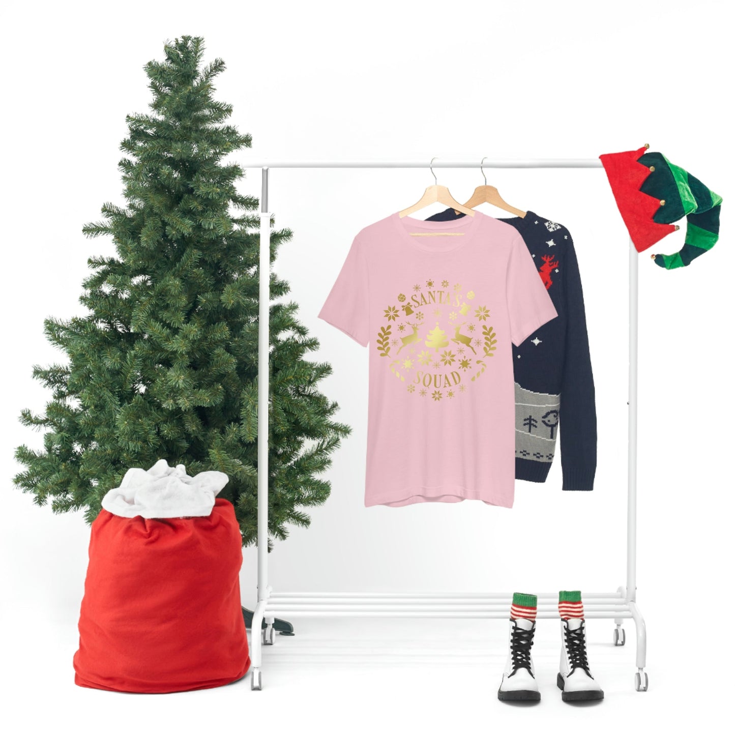 Santa Squad Merry Christmas Team Unisex Jersey Short Sleeve T-Shirt Ichaku [Perfect Gifts Selection]