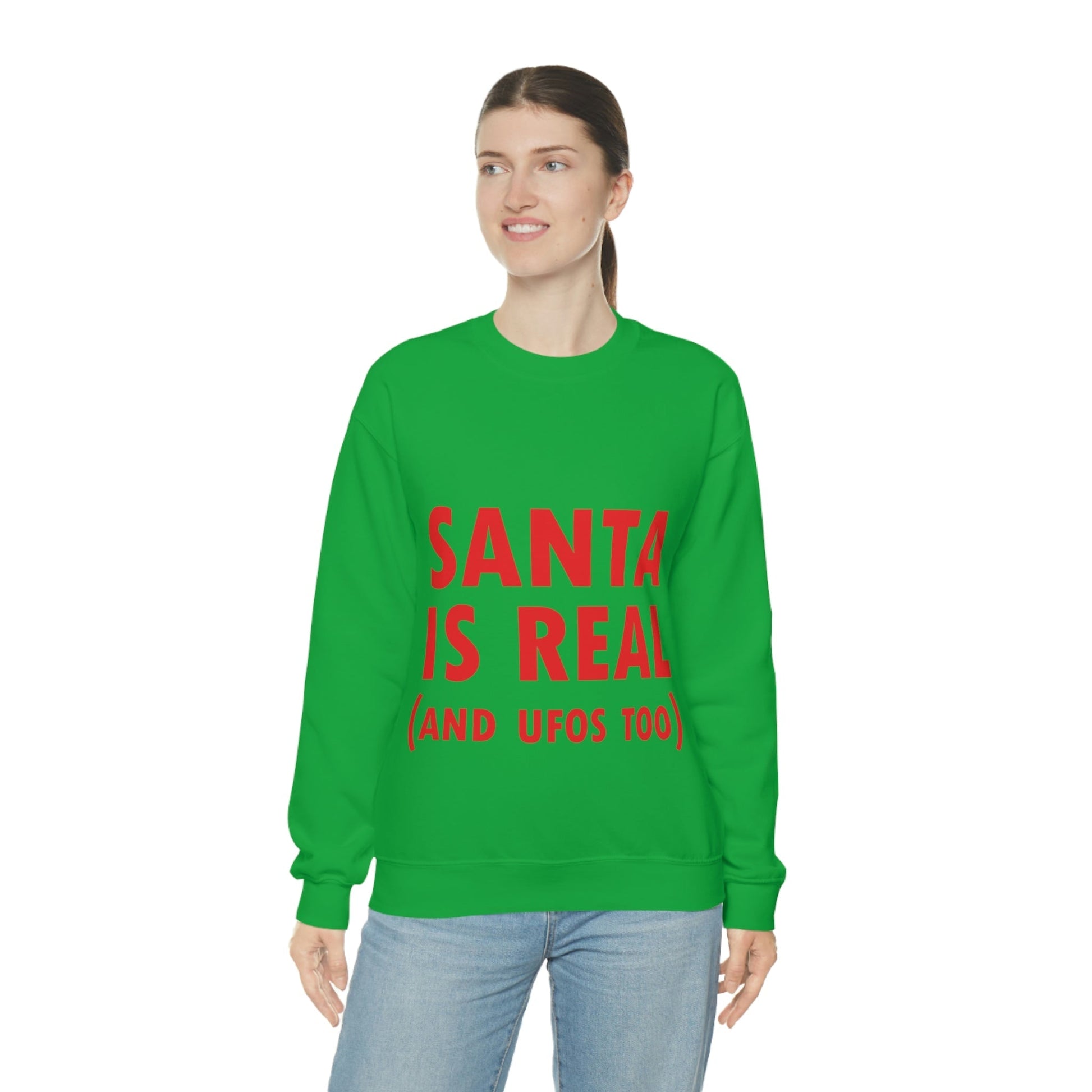 Santa is Real Aliens UFO Lovers Unisex Heavy Blend™ Crewneck Sweatshirt Ichaku [Perfect Gifts Selection]