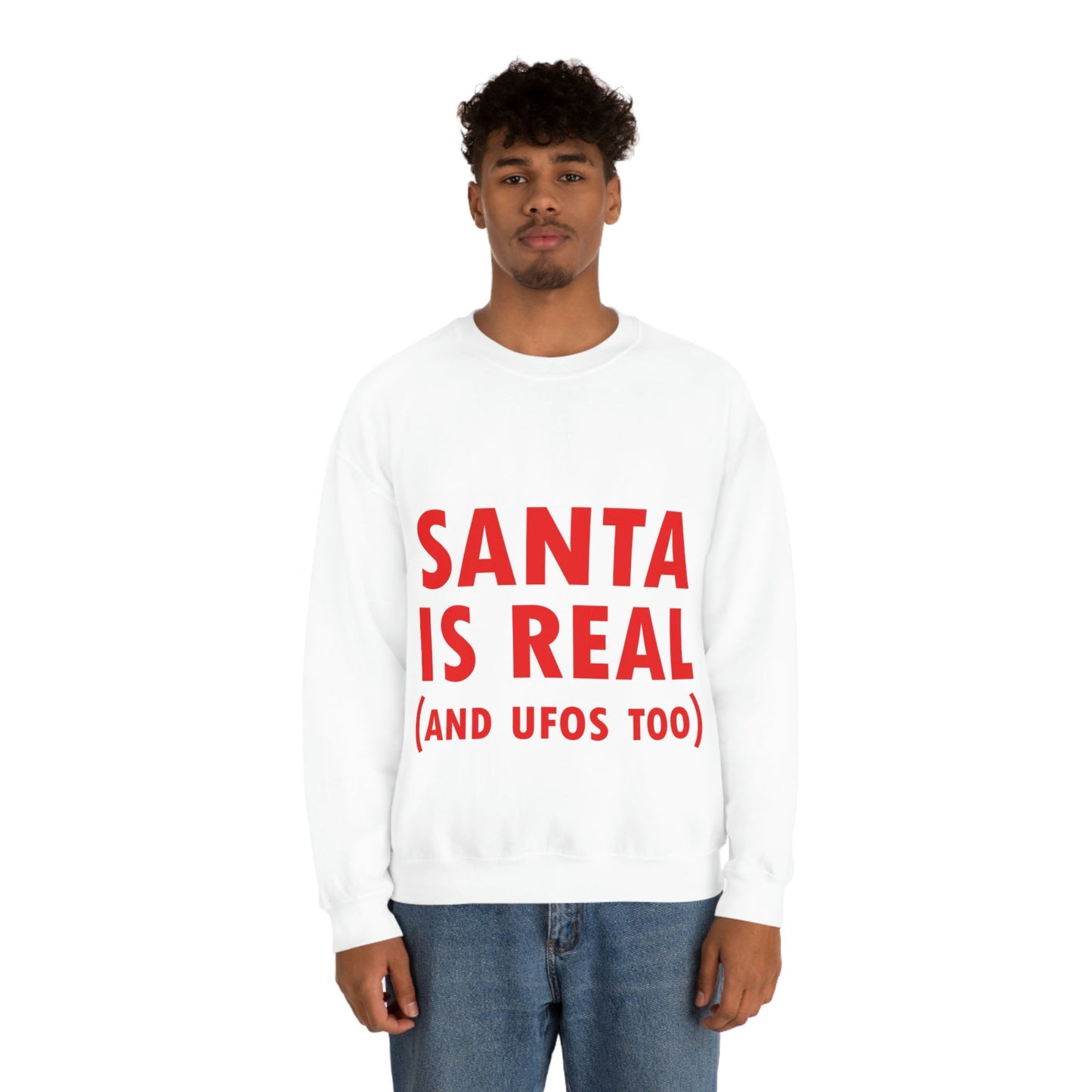 Santa is Real Aliens UFO Lovers Unisex Heavy Blend™ Crewneck Sweatshirt Ichaku [Perfect Gifts Selection]