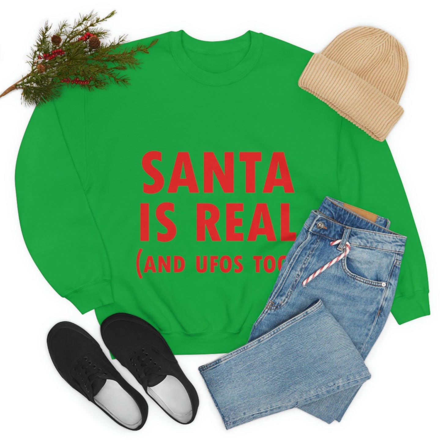 Santa is Real Aliens UFO Lovers Unisex Heavy Blend™ Crewneck Sweatshirt Ichaku [Perfect Gifts Selection]