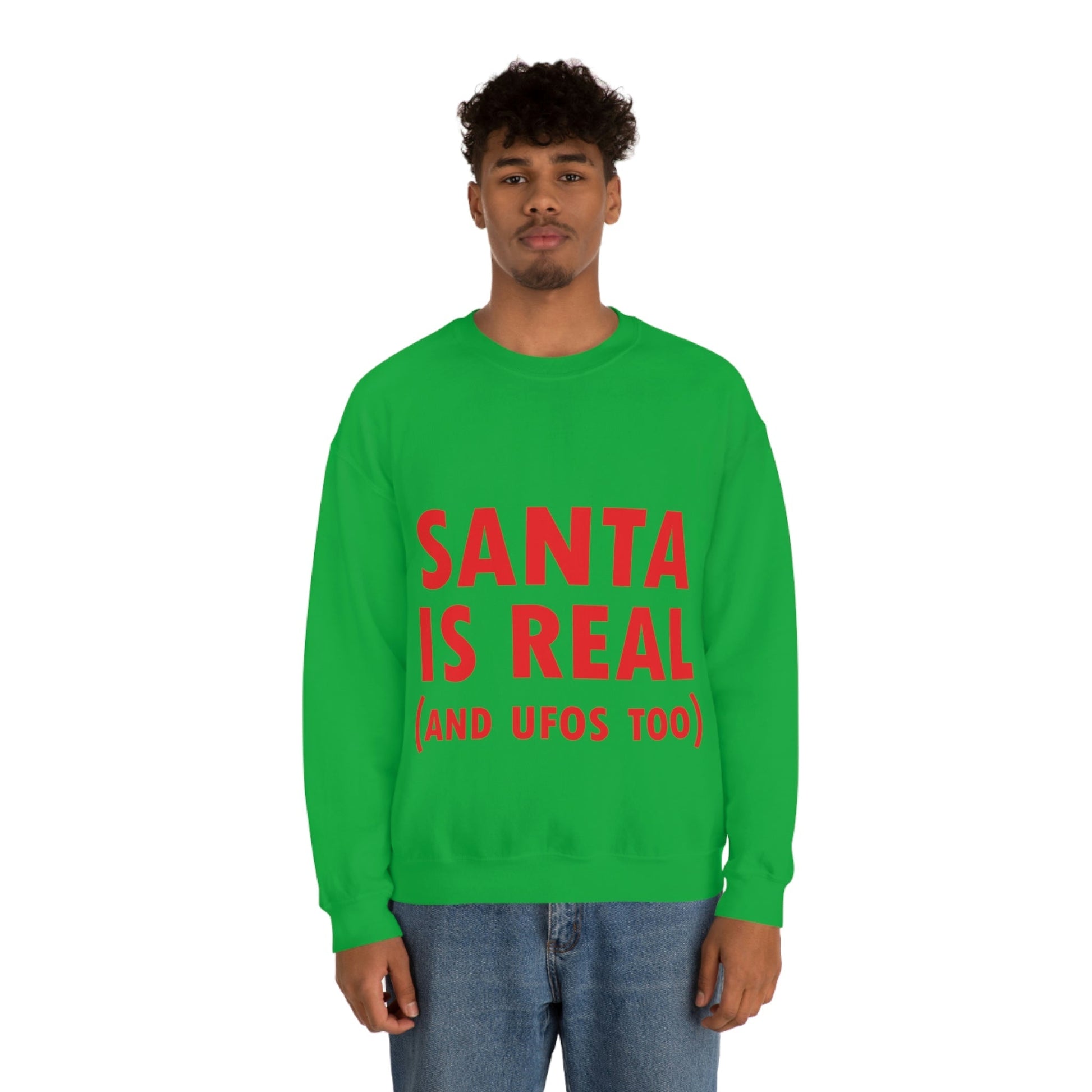 Santa is Real Aliens UFO Lovers Unisex Heavy Blend™ Crewneck Sweatshirt Ichaku [Perfect Gifts Selection]