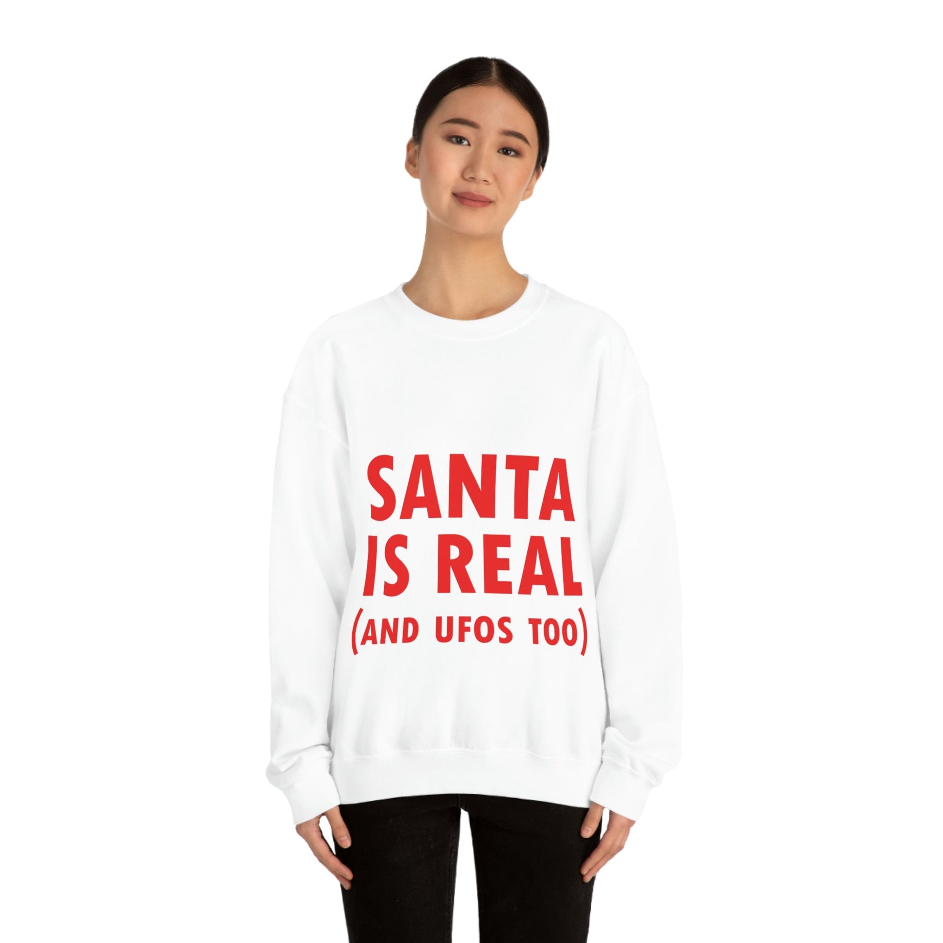 Santa is Real Aliens UFO Lovers Unisex Heavy Blend™ Crewneck Sweatshirt Ichaku [Perfect Gifts Selection]