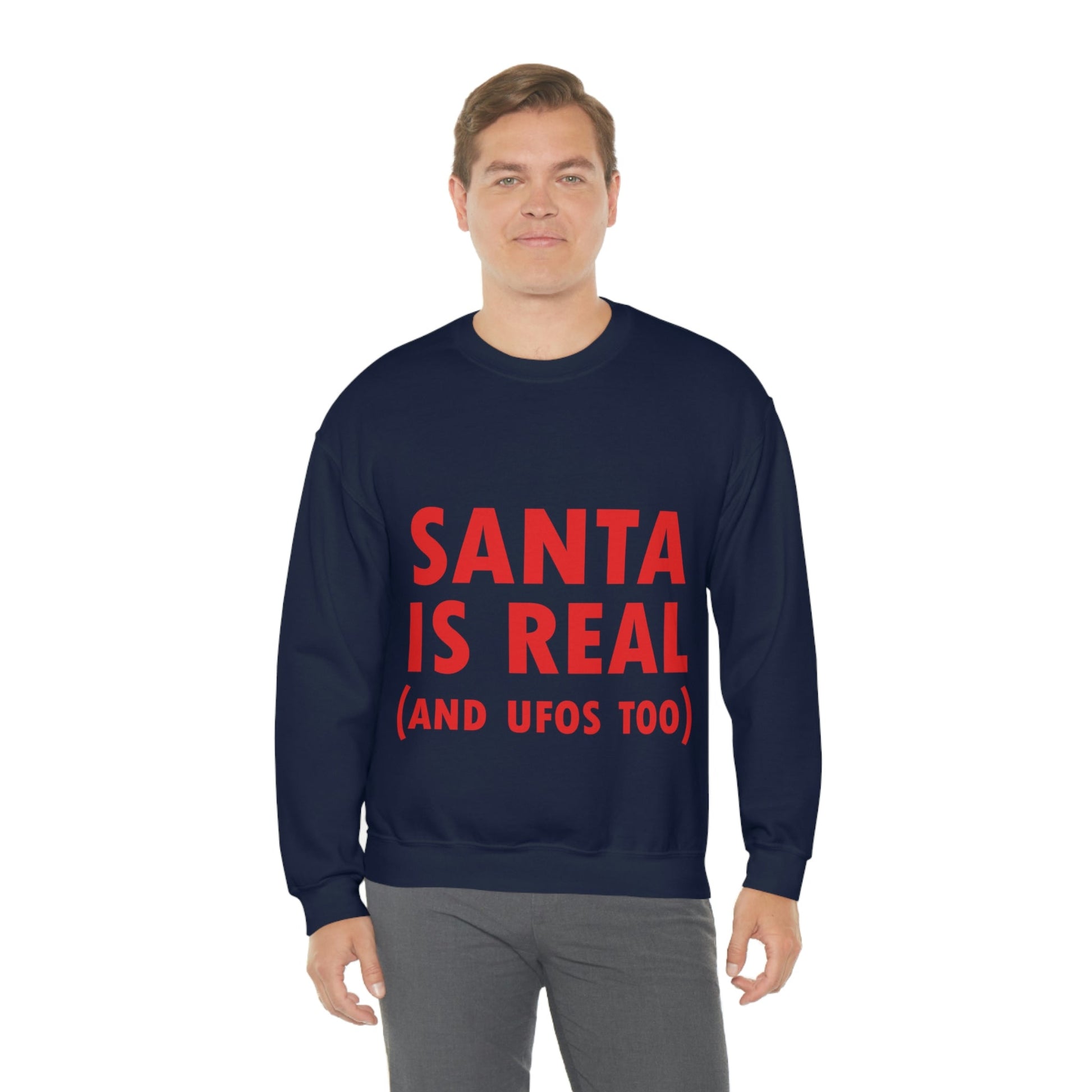 Santa is Real Aliens UFO Lovers Unisex Heavy Blend™ Crewneck Sweatshirt Ichaku [Perfect Gifts Selection]