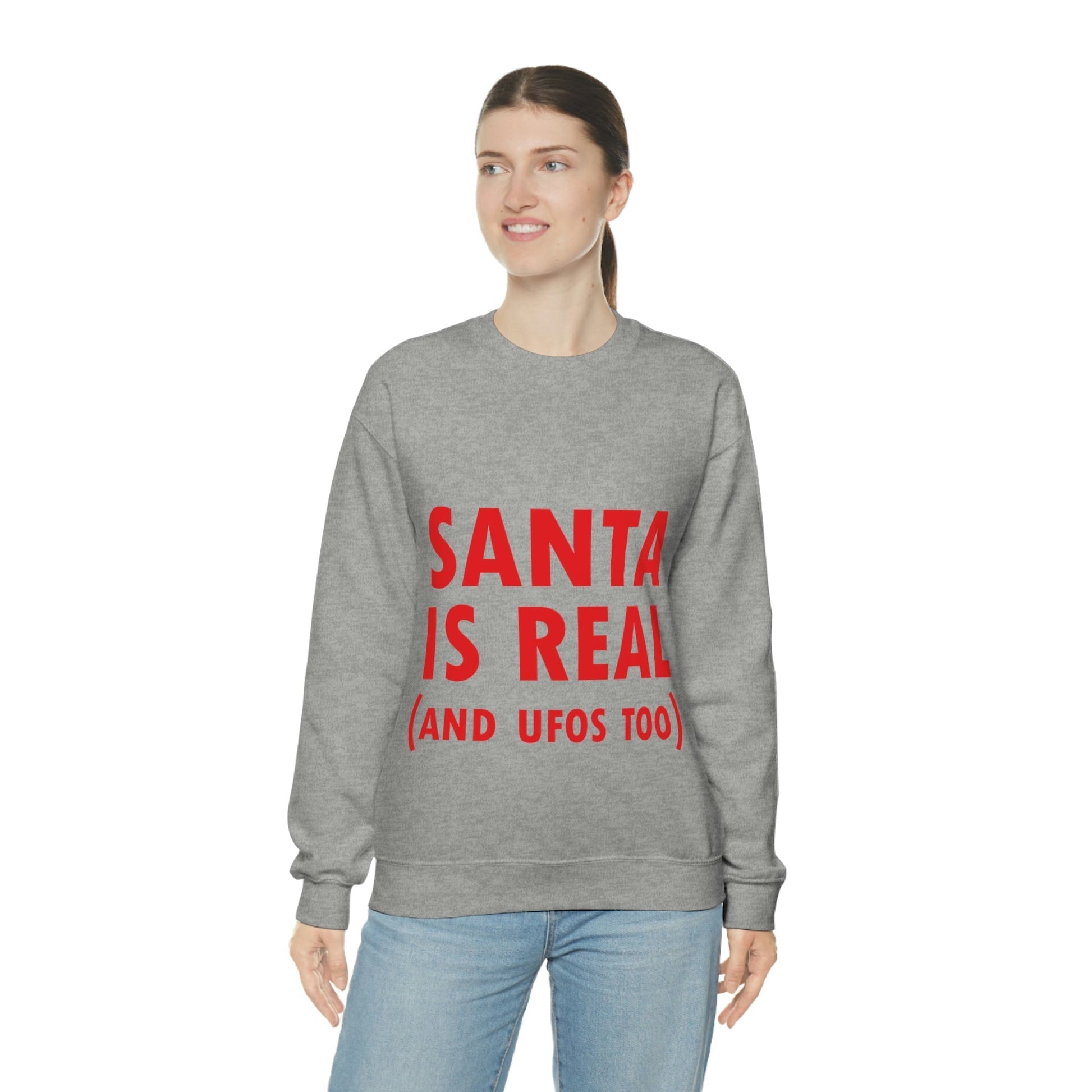 Santa is Real Aliens UFO Lovers Unisex Heavy Blend™ Crewneck Sweatshirt Ichaku [Perfect Gifts Selection]