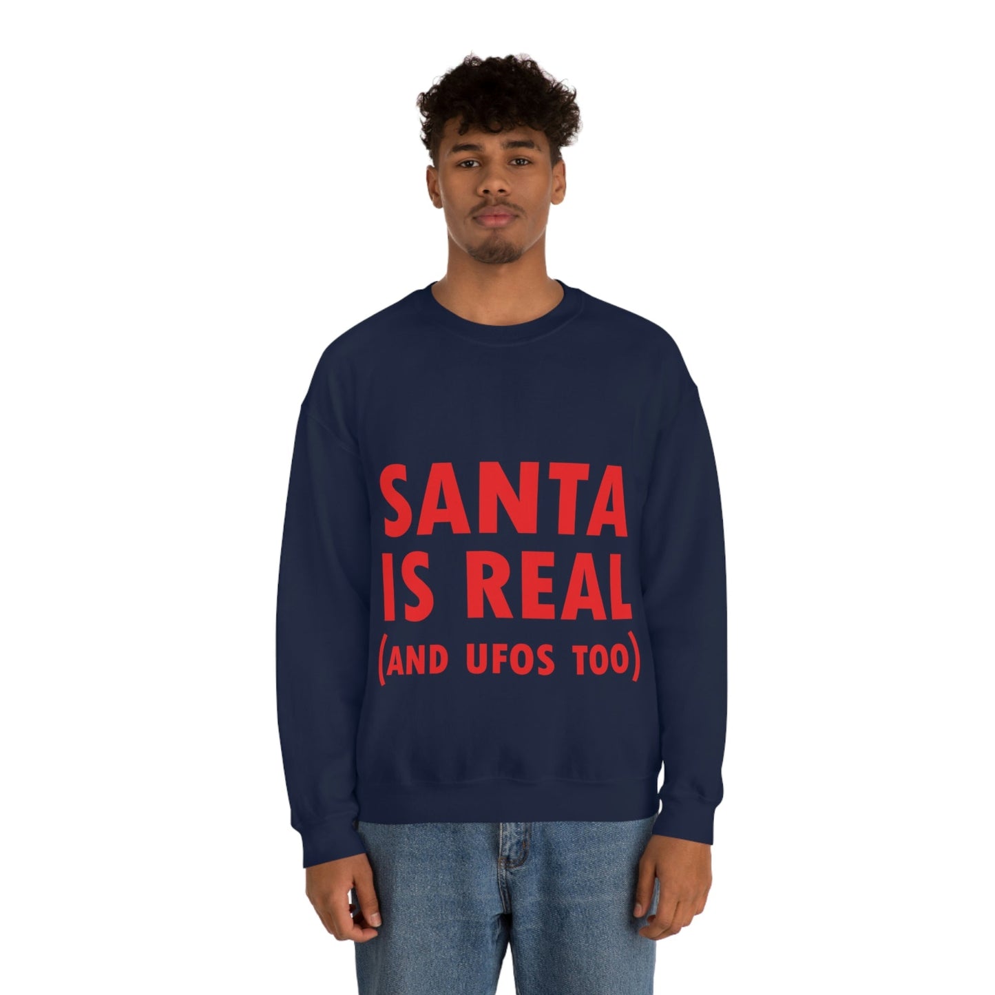 Santa is Real Aliens UFO Lovers Unisex Heavy Blend™ Crewneck Sweatshirt Ichaku [Perfect Gifts Selection]