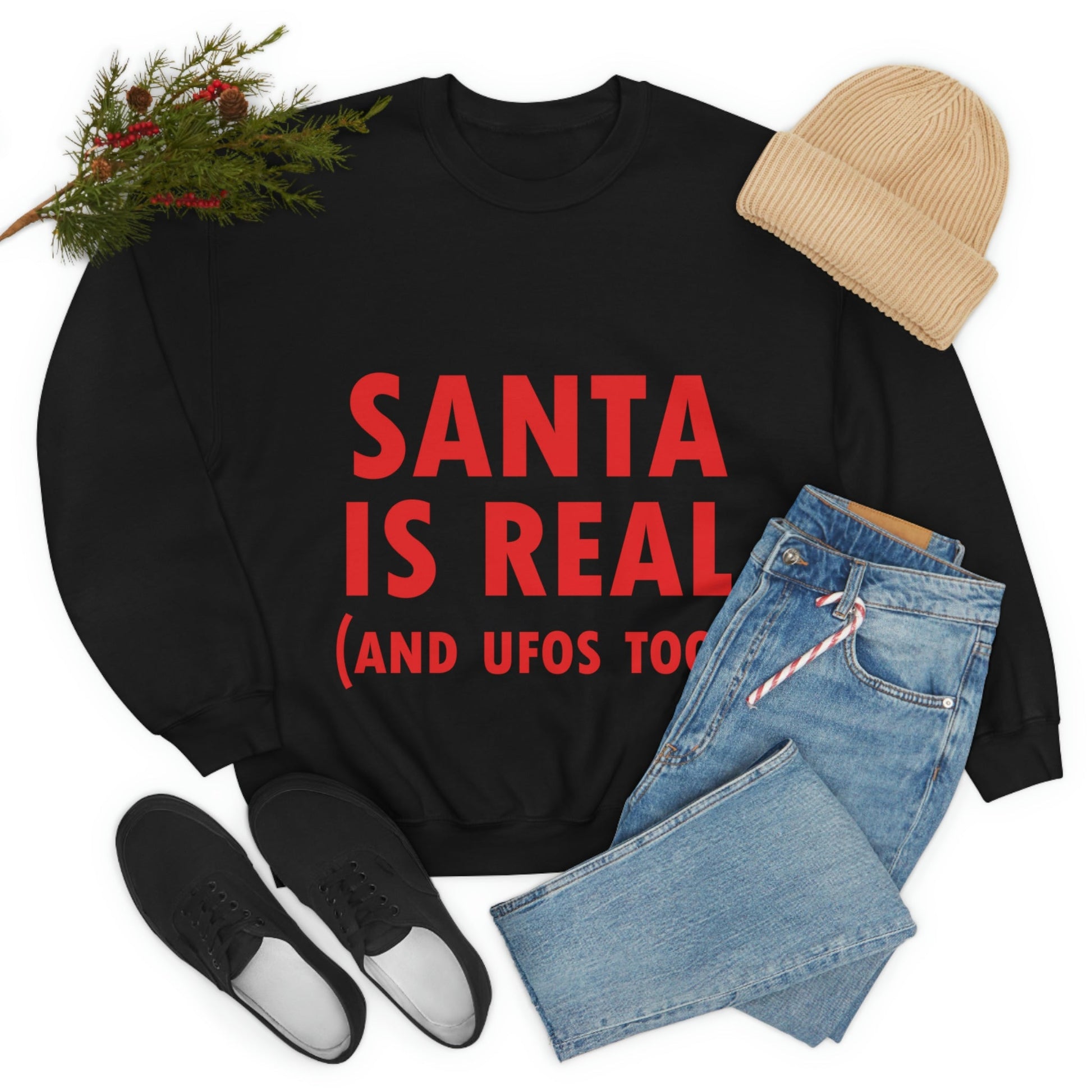 Santa is Real Aliens UFO Lovers Unisex Heavy Blend™ Crewneck Sweatshirt Ichaku [Perfect Gifts Selection]