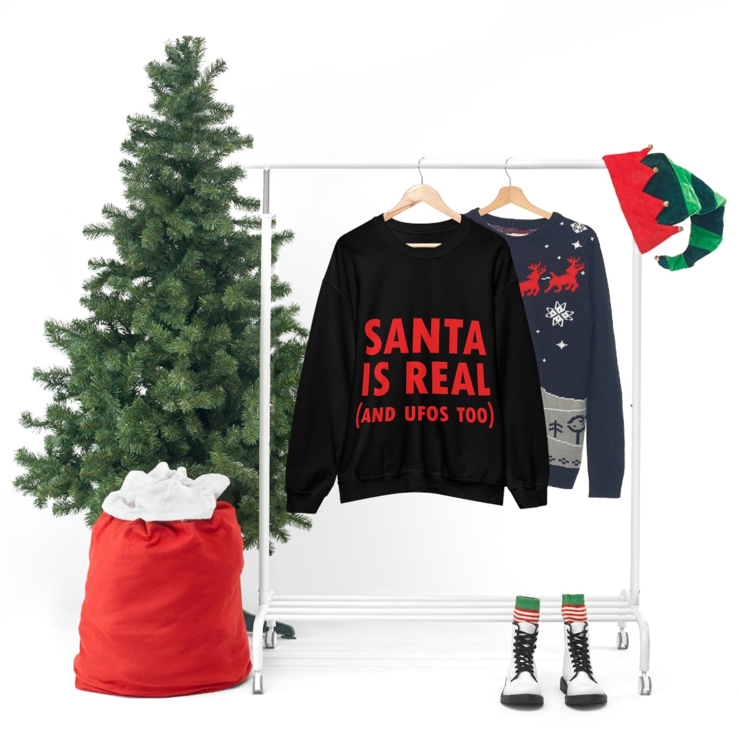 Santa is Real Aliens UFO Lovers Unisex Heavy Blend™ Crewneck Sweatshirt Ichaku [Perfect Gifts Selection]