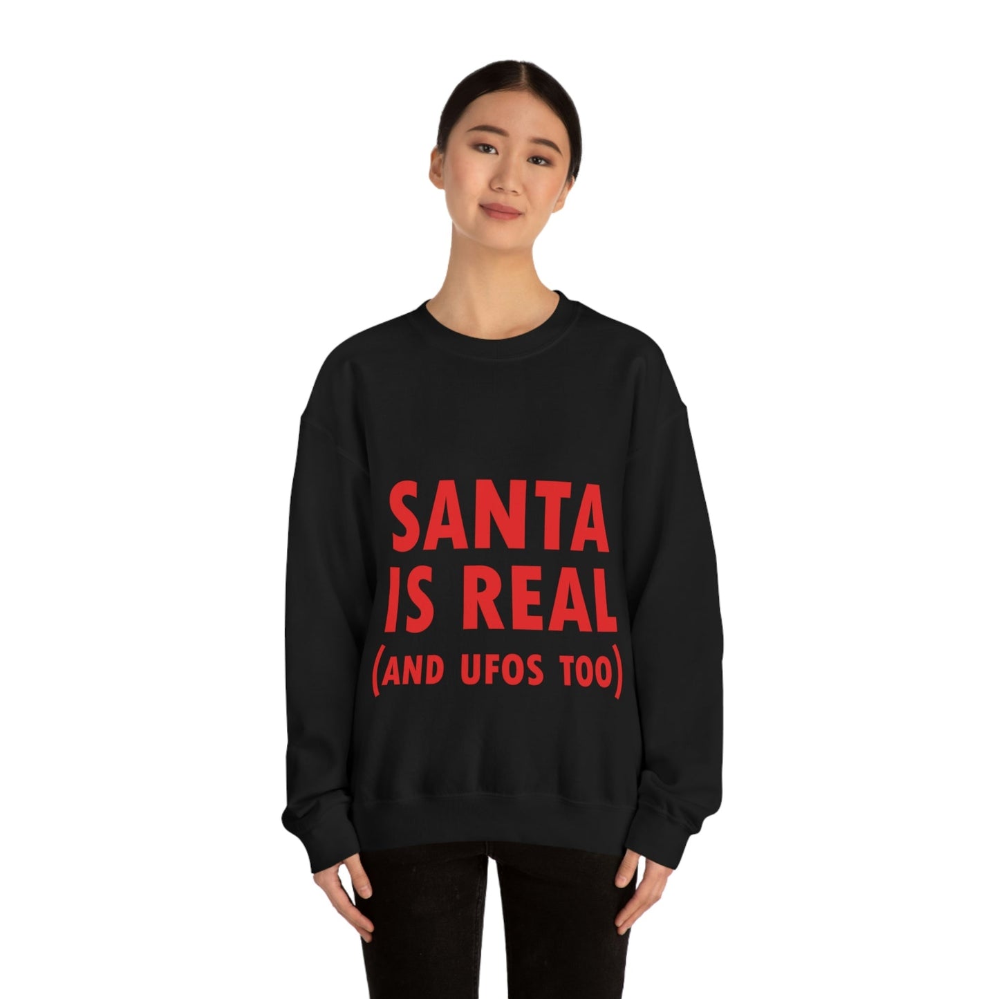 Santa is Real Aliens UFO Lovers Unisex Heavy Blend™ Crewneck Sweatshirt Ichaku [Perfect Gifts Selection]