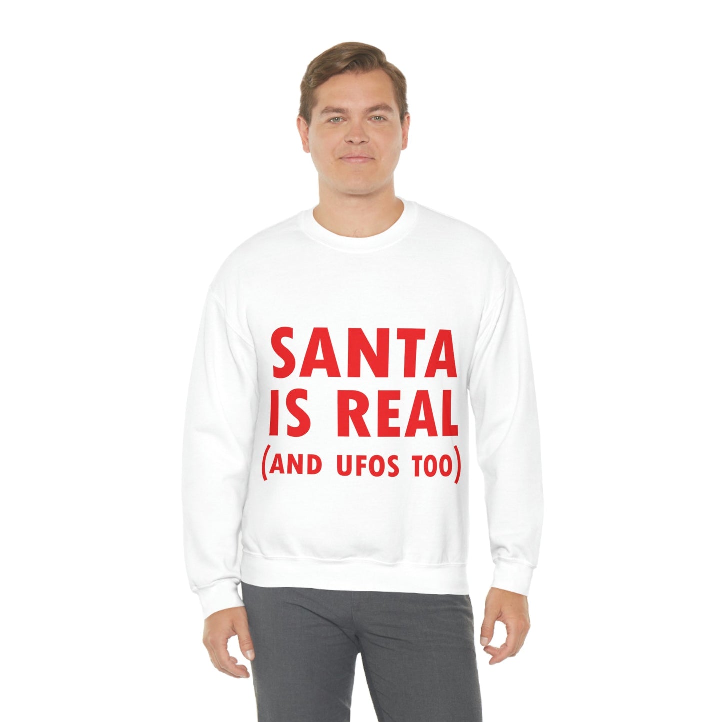 Santa is Real Aliens UFO Lovers Unisex Heavy Blend™ Crewneck Sweatshirt Ichaku [Perfect Gifts Selection]