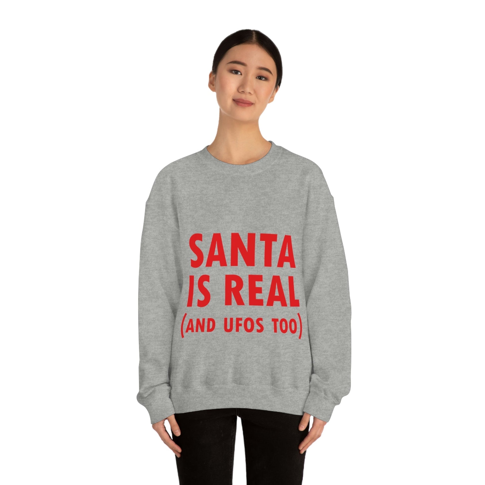 Santa is Real Aliens UFO Lovers Unisex Heavy Blend™ Crewneck Sweatshirt Ichaku [Perfect Gifts Selection]