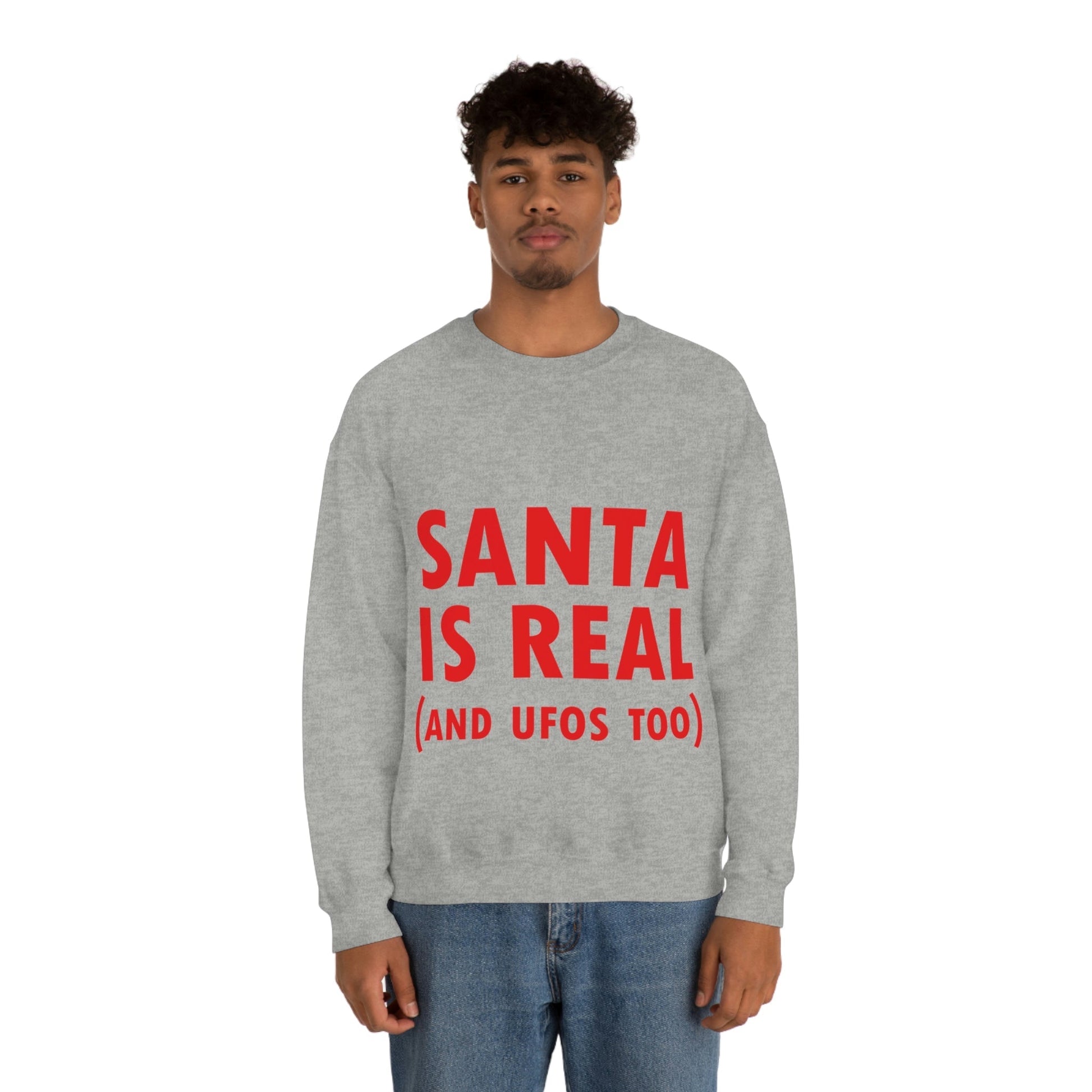 Santa is Real Aliens UFO Lovers Unisex Heavy Blend™ Crewneck Sweatshirt Ichaku [Perfect Gifts Selection]