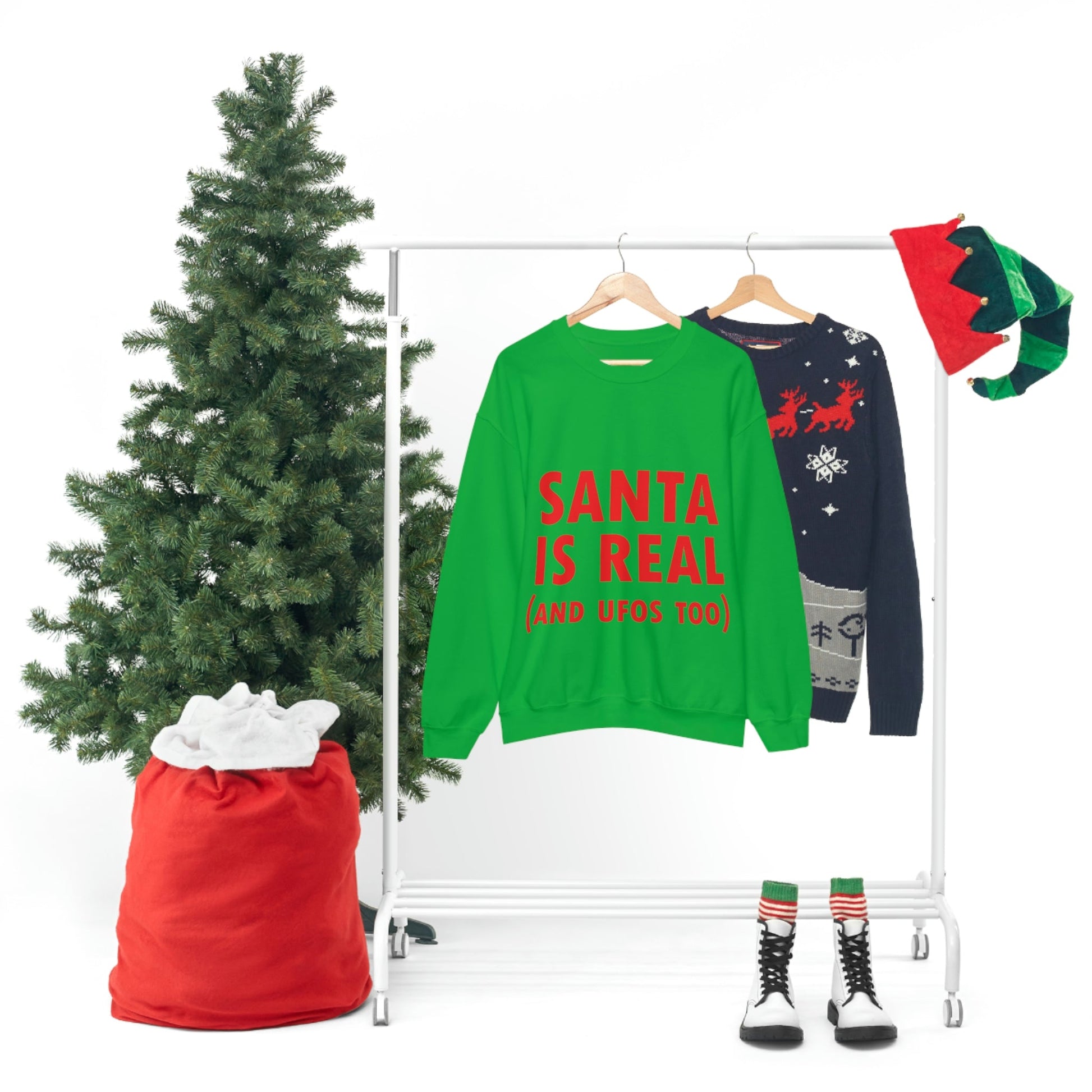 Santa is Real Aliens UFO Lovers Unisex Heavy Blend™ Crewneck Sweatshirt Ichaku [Perfect Gifts Selection]