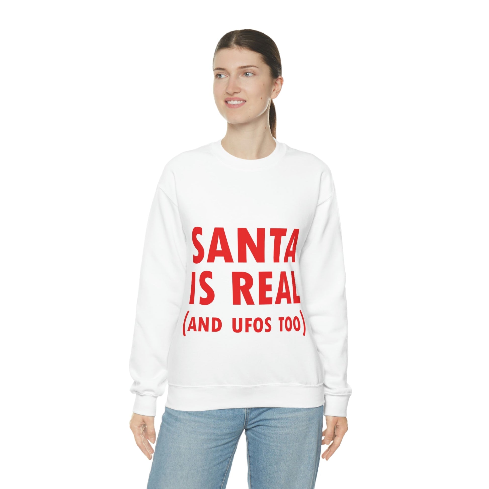 Santa is Real Aliens UFO Lovers Unisex Heavy Blend™ Crewneck Sweatshirt Ichaku [Perfect Gifts Selection]