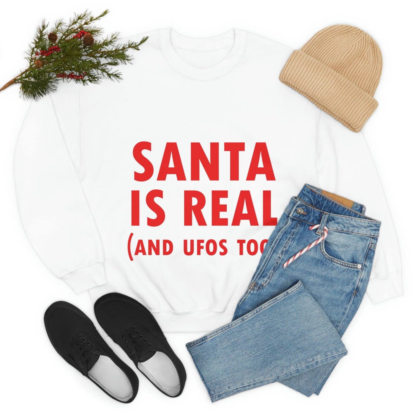 Santa is Real Aliens UFO Lovers Unisex Heavy Blend™ Crewneck Sweatshirt Ichaku [Perfect Gifts Selection]