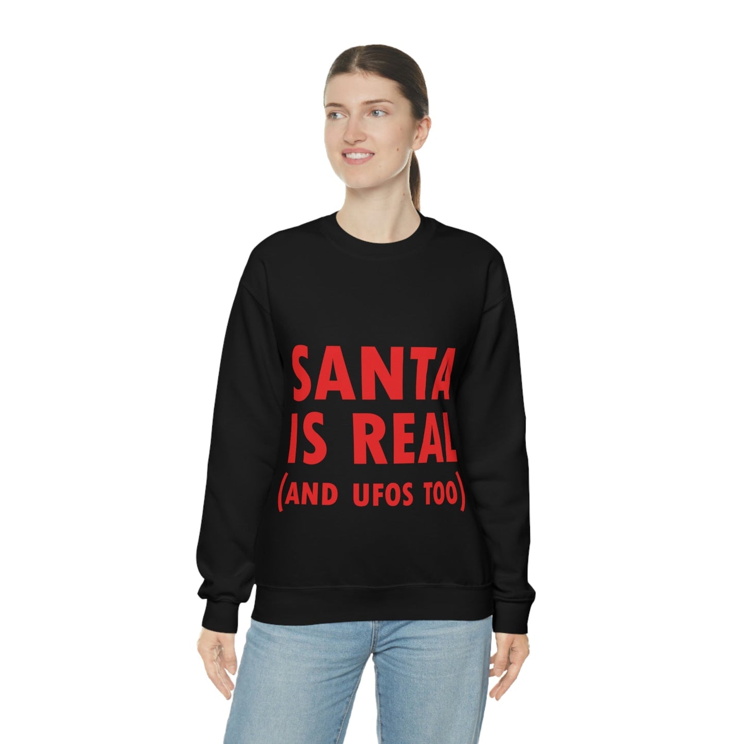 Santa is Real Aliens UFO Lovers Unisex Heavy Blend™ Crewneck Sweatshirt Ichaku [Perfect Gifts Selection]