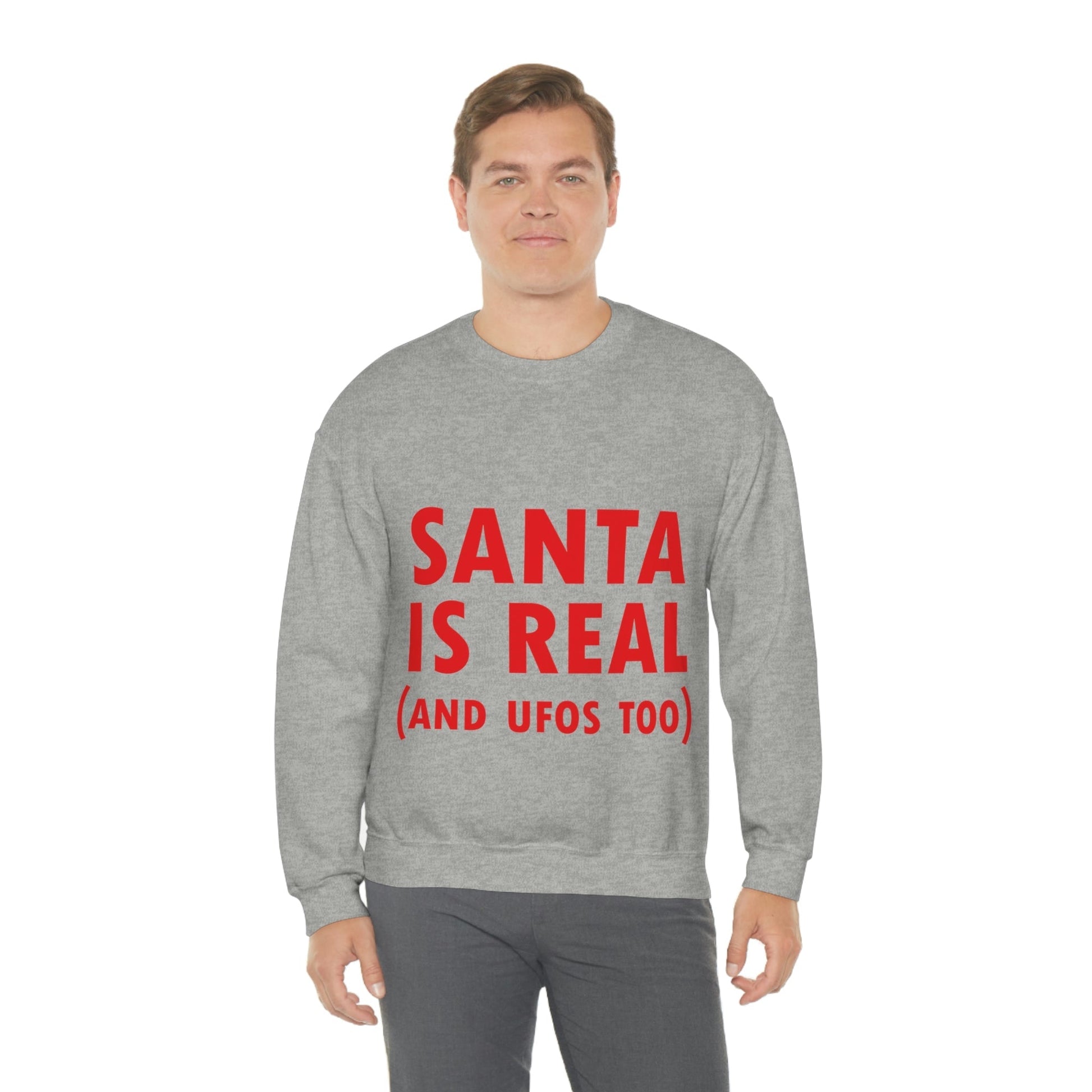 Santa is Real Aliens UFO Lovers Unisex Heavy Blend™ Crewneck Sweatshirt Ichaku [Perfect Gifts Selection]