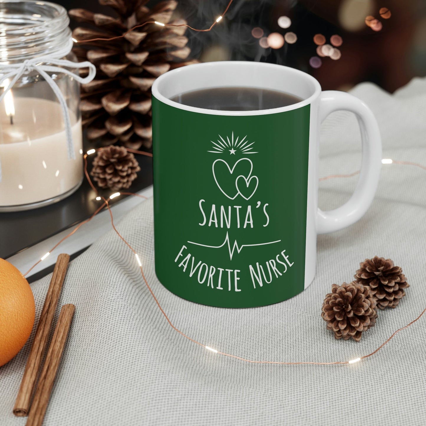 Santa`s Favorite Nurse Christmas is Coming Ceramic Mug 11oz Ichaku [Perfect Gifts Selection]