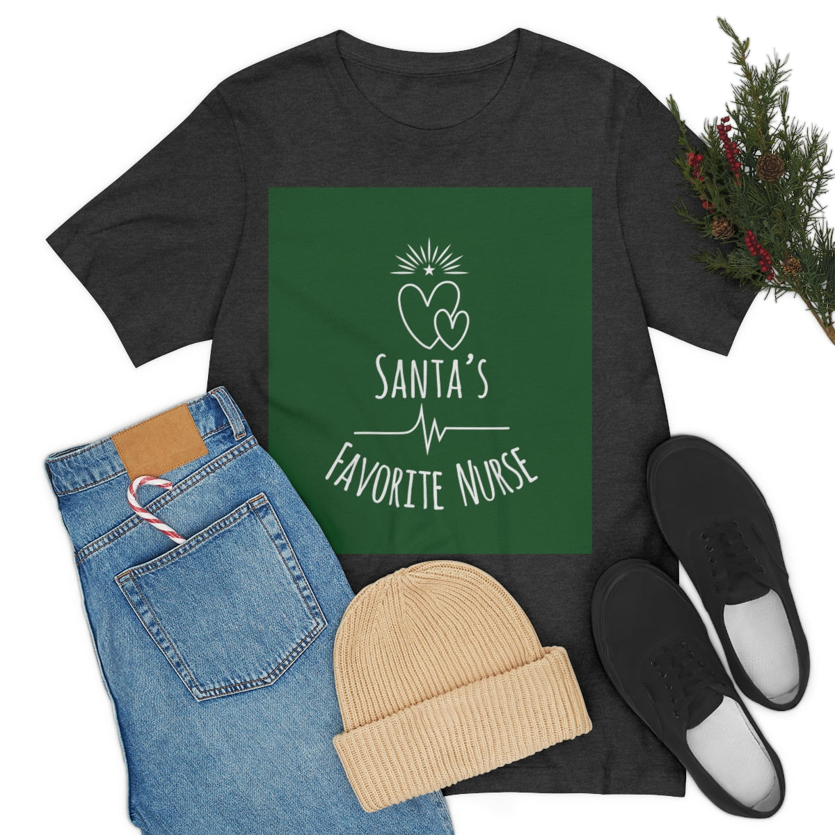 Santa`s Favorite Nurse Christmas is Coming Unisex Jersey Short Sleeve T-Shirt Ichaku [Perfect Gifts Selection]