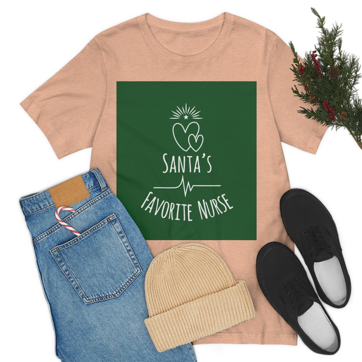 Santa`s Favorite Nurse Christmas is Coming Unisex Jersey Short Sleeve T-Shirt Ichaku [Perfect Gifts Selection]