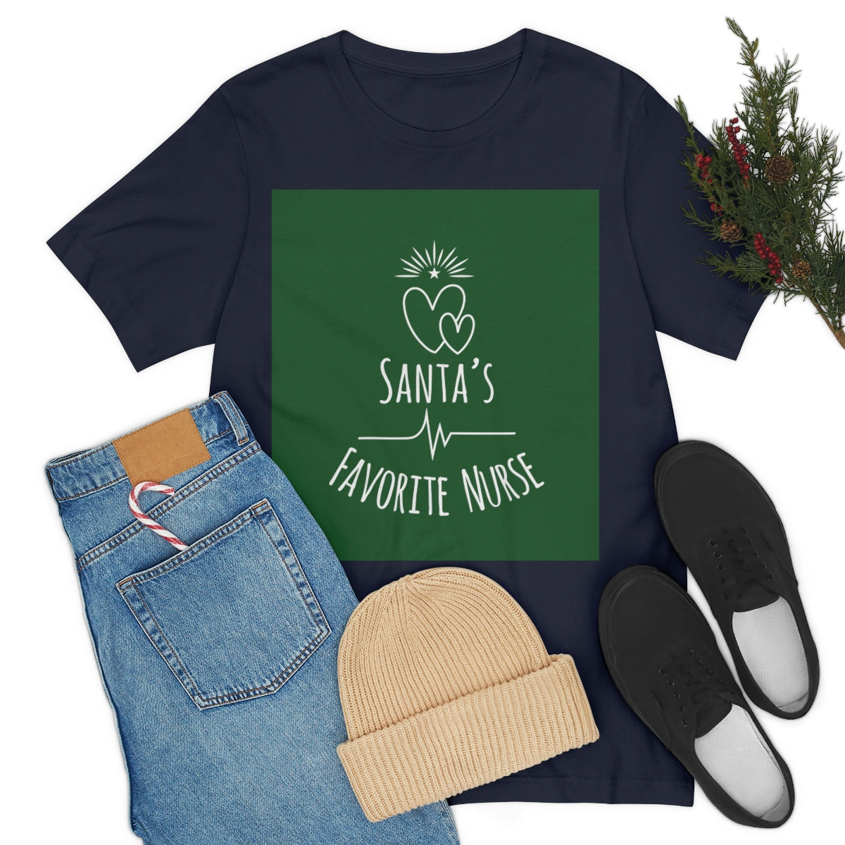 Santa`s Favorite Nurse Christmas is Coming Unisex Jersey Short Sleeve T-Shirt Ichaku [Perfect Gifts Selection]