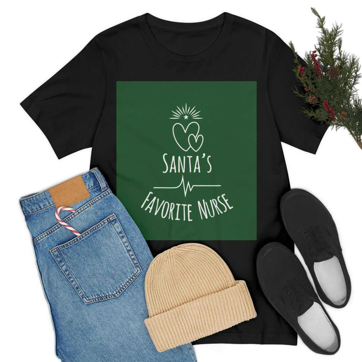 Santa`s Favorite Nurse Christmas is Coming Unisex Jersey Short Sleeve T-Shirt Ichaku [Perfect Gifts Selection]