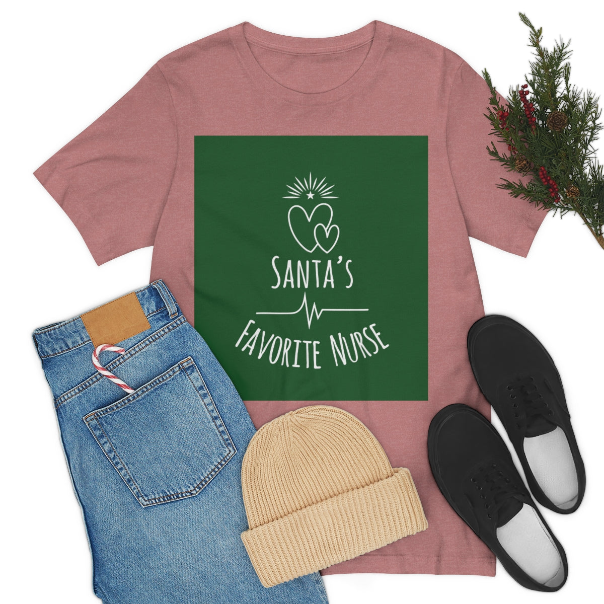 Santa`s Favorite Nurse Christmas is Coming Unisex Jersey Short Sleeve T-Shirt Ichaku [Perfect Gifts Selection]