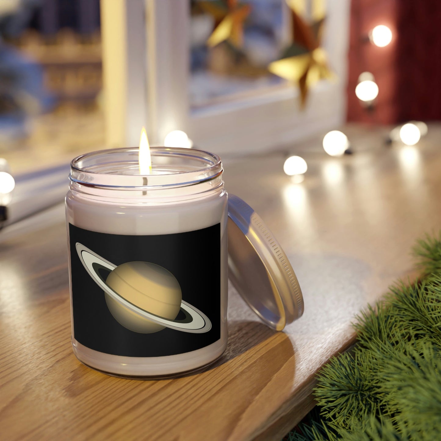 Saturn Planet Solar System Astronomy Science Scented Candle, Up to 60h, Soy Wax, 9oz Ichaku [Perfect Gifts Selection]