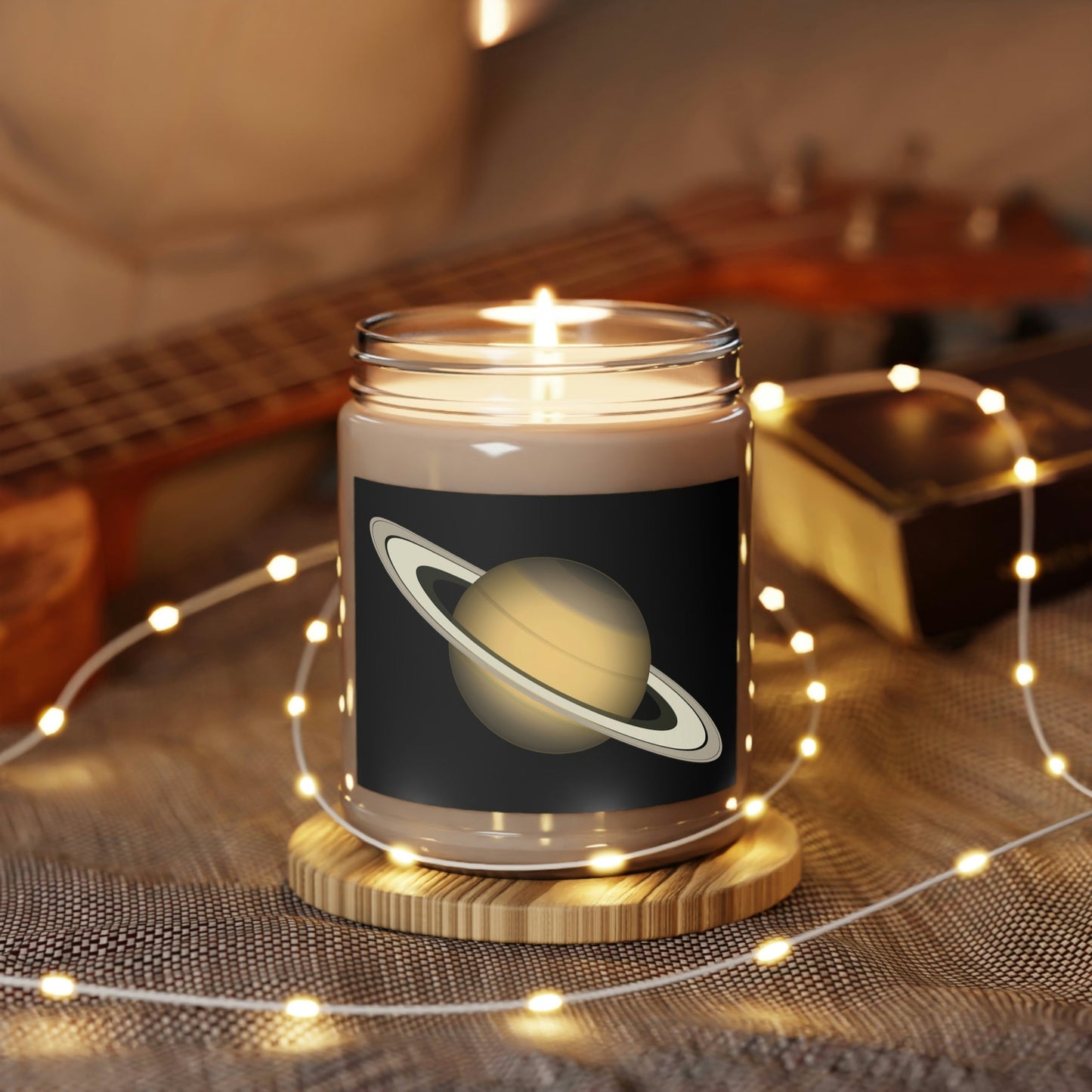 Saturn Planet Solar System Astronomy Science Scented Candle, Up to 60h, Soy Wax, 9oz Ichaku [Perfect Gifts Selection]