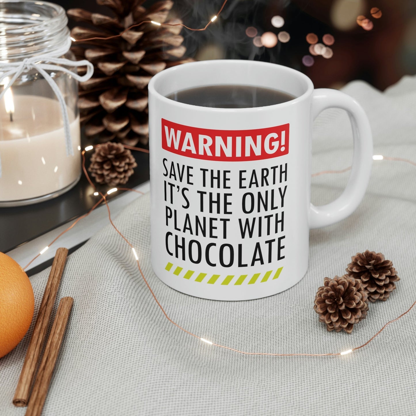 Save the Earth it's the Only Planet with Chocolate Ceramic Mug 11oz Ichaku [Perfect Gifts Selection]