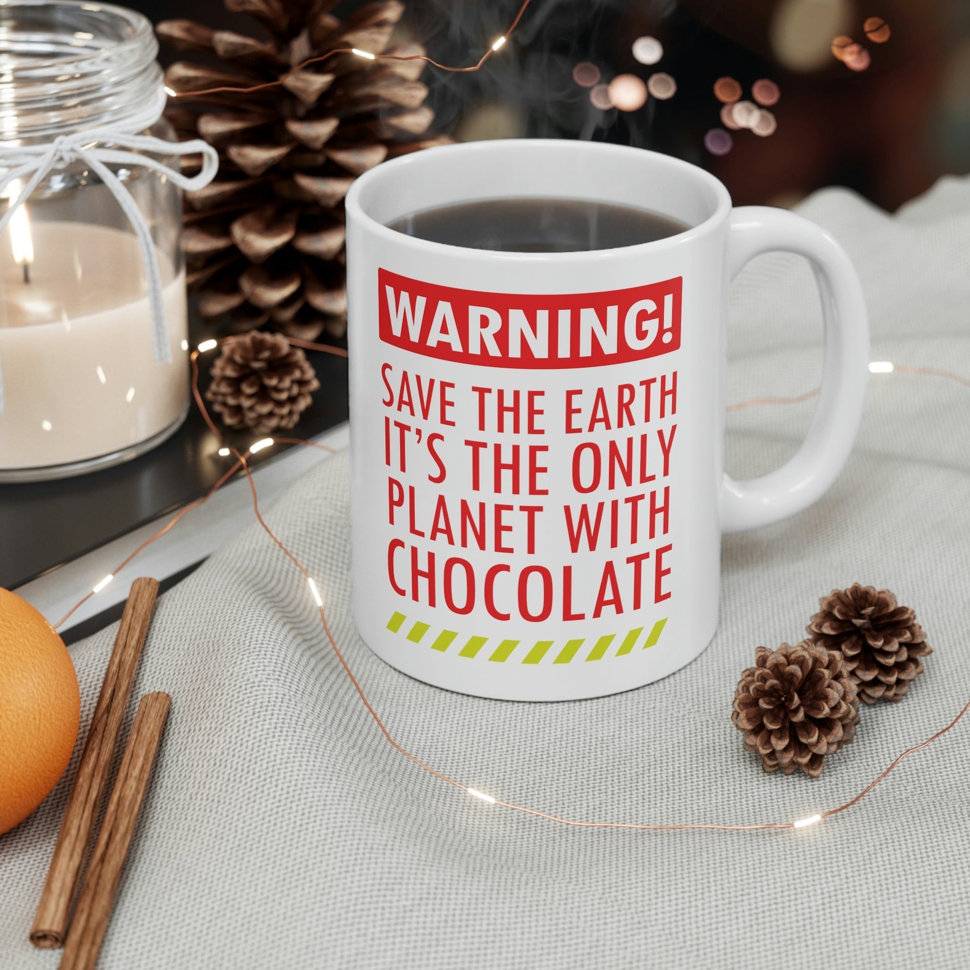 Save the Earth it's the Only Planet with Chocolate Ceramic Mug 11oz Ichaku [Perfect Gifts Selection]