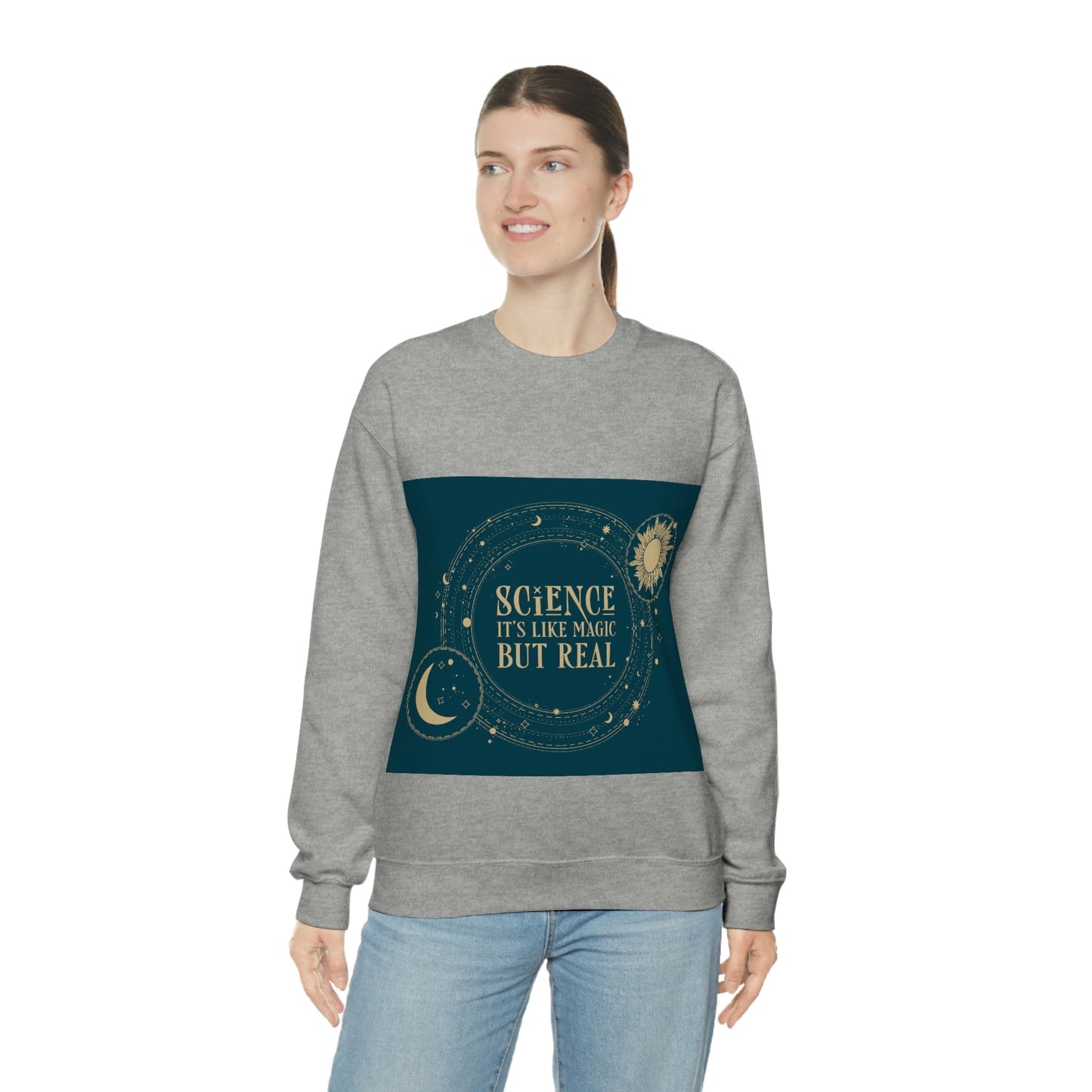 Science It's Like Magic But Real Quotes Humor Unisex Heavy Blend™ Crewneck Sweatshirt Ichaku [Perfect Gifts Selection]