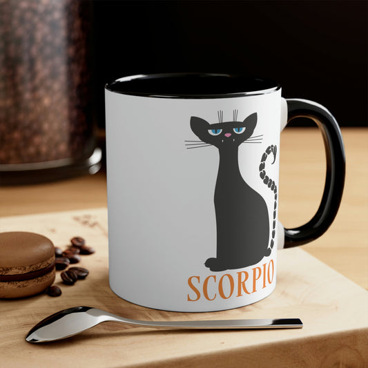Scorpio Cat Zodiac Sign Classic Accent Coffee Mug 11oz Ichaku [Perfect Gifts Selection]