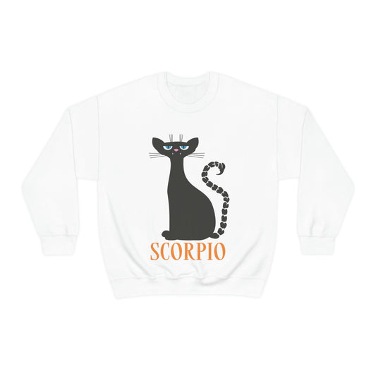 Scorpio Cat Zodiac Sign Unisex Heavy Blend™ Crewneck Sweatshirt Ichaku [Perfect Gifts Selection]