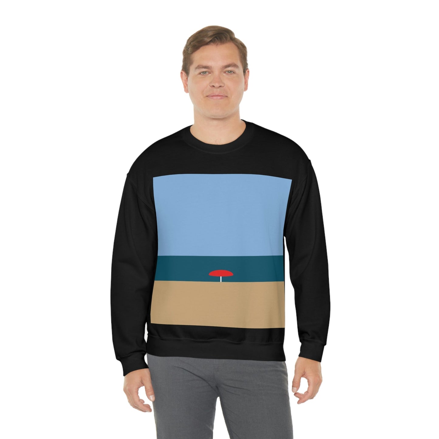 Sea View Beach Sand Landscape Minimalist Abstract Art Unisex Heavy Blend™ Crewneck Sweatshirt Ichaku [Perfect Gifts Selection]