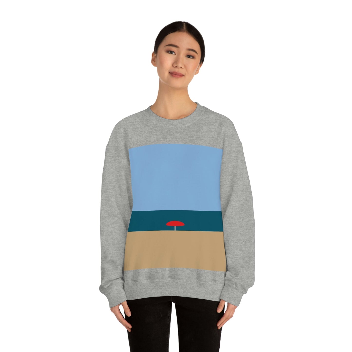 Sea View Beach Sand Landscape Minimalist Abstract Art Unisex Heavy Blend™ Crewneck Sweatshirt Ichaku [Perfect Gifts Selection]