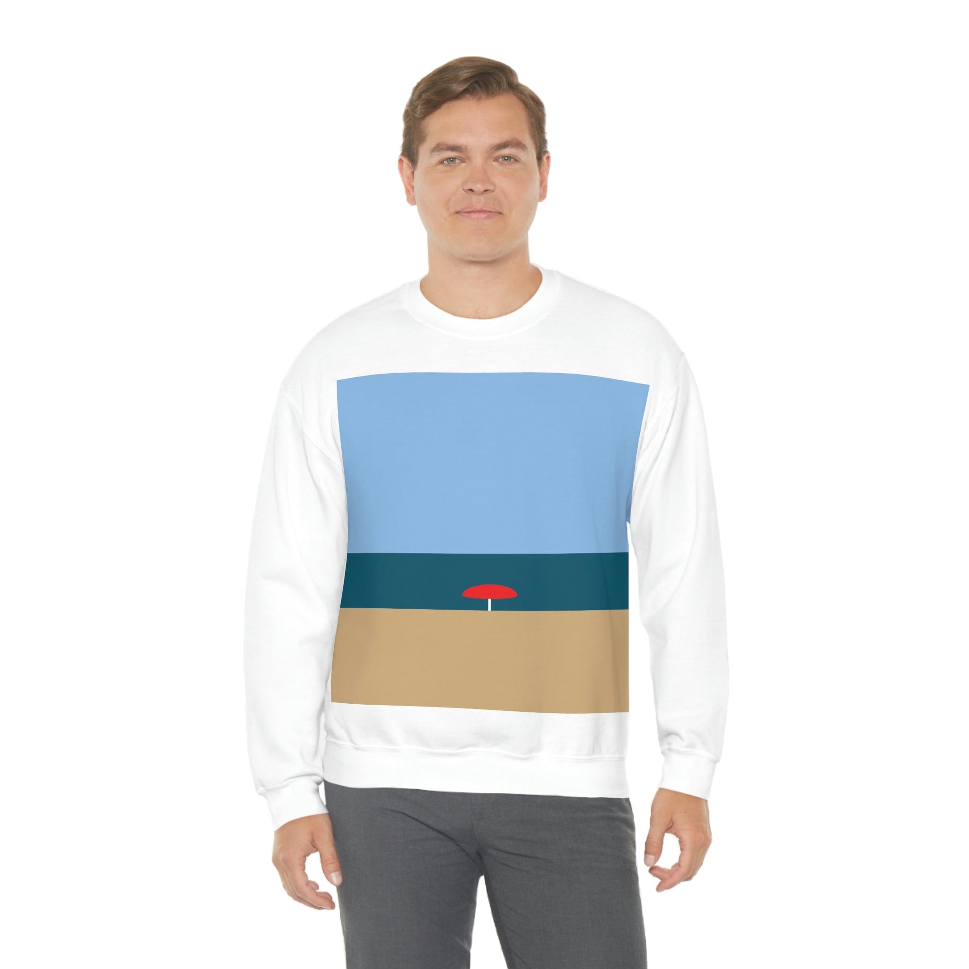 Sea View Beach Sand Landscape Minimalist Abstract Art Unisex Heavy Blend™ Crewneck Sweatshirt Ichaku [Perfect Gifts Selection]