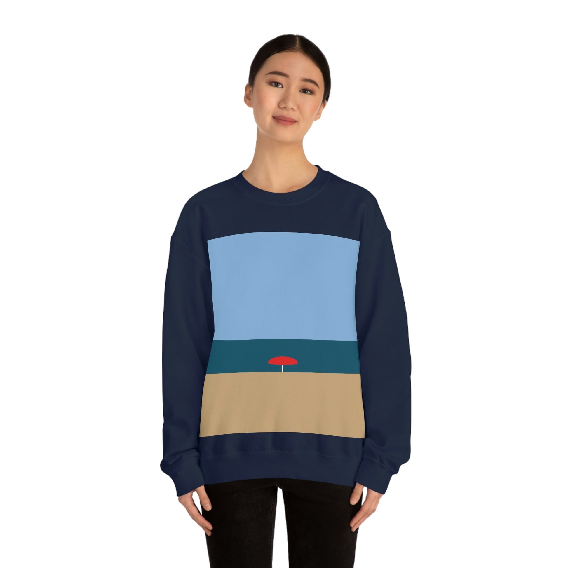 Sea View Beach Sand Landscape Minimalist Abstract Art Unisex Heavy Blend™ Crewneck Sweatshirt Ichaku [Perfect Gifts Selection]