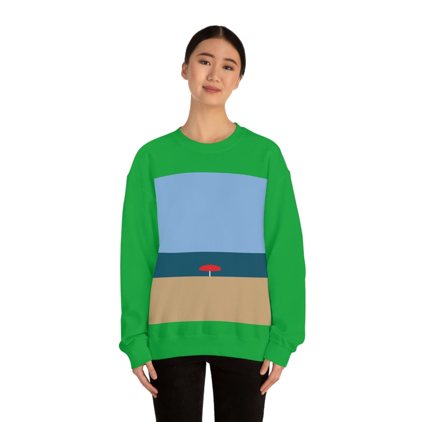 Sea View Beach Sand Landscape Minimalist Abstract Art Unisex Heavy Blend™ Crewneck Sweatshirt Ichaku [Perfect Gifts Selection]