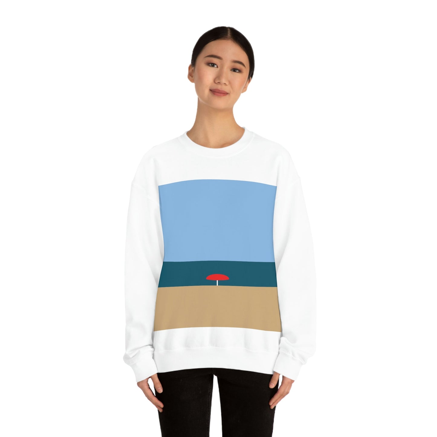 Sea View Beach Sand Landscape Minimalist Abstract Art Unisex Heavy Blend™ Crewneck Sweatshirt Ichaku [Perfect Gifts Selection]