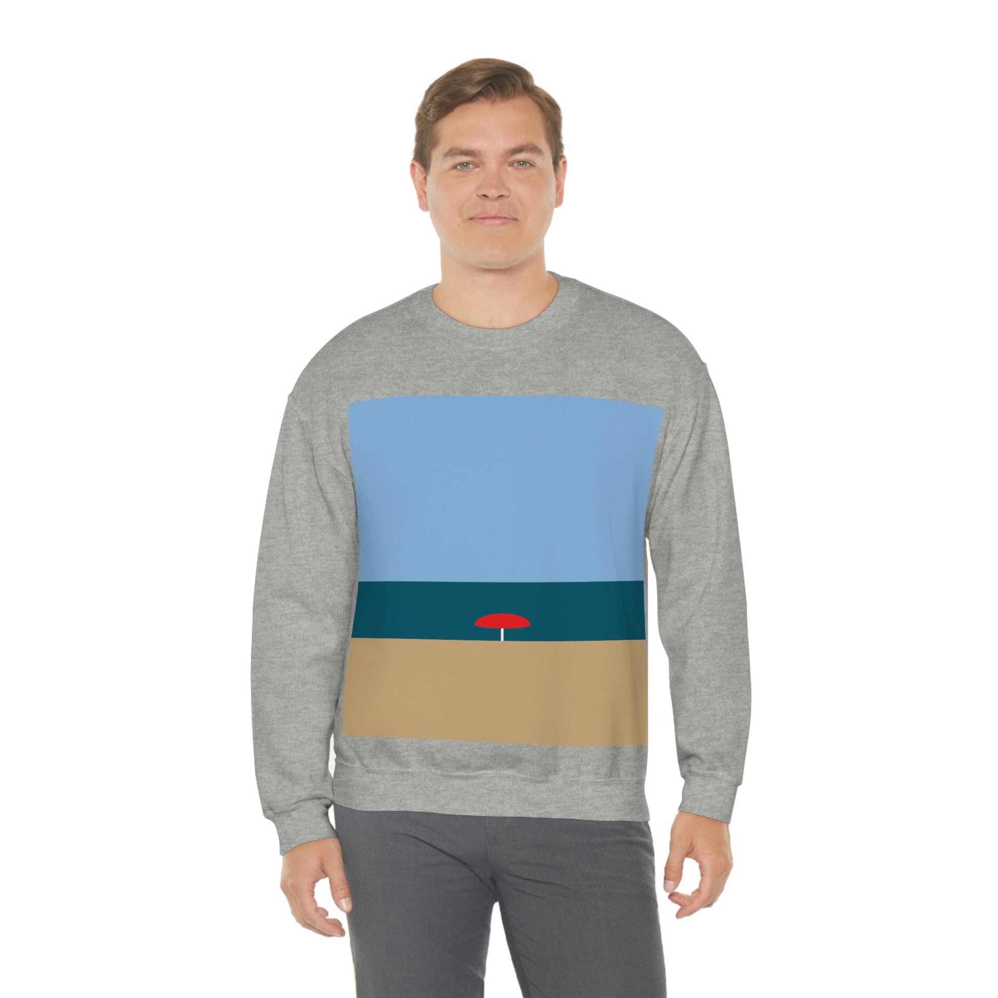 Sea View Beach Sand Landscape Minimalist Abstract Art Unisex Heavy Blend™ Crewneck Sweatshirt Ichaku [Perfect Gifts Selection]