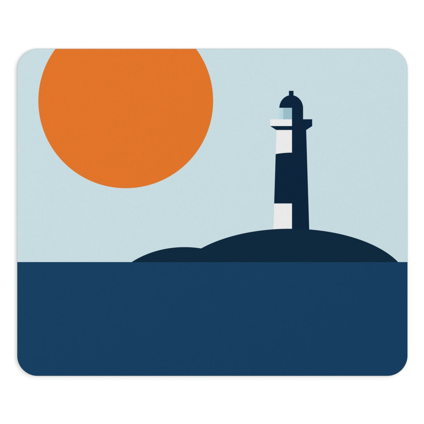 Sea View Lighthouse Minimal Art Graphic Design Ergonomic Non-slip Creative Design Mouse Pad Ichaku [Perfect Gifts Selection]