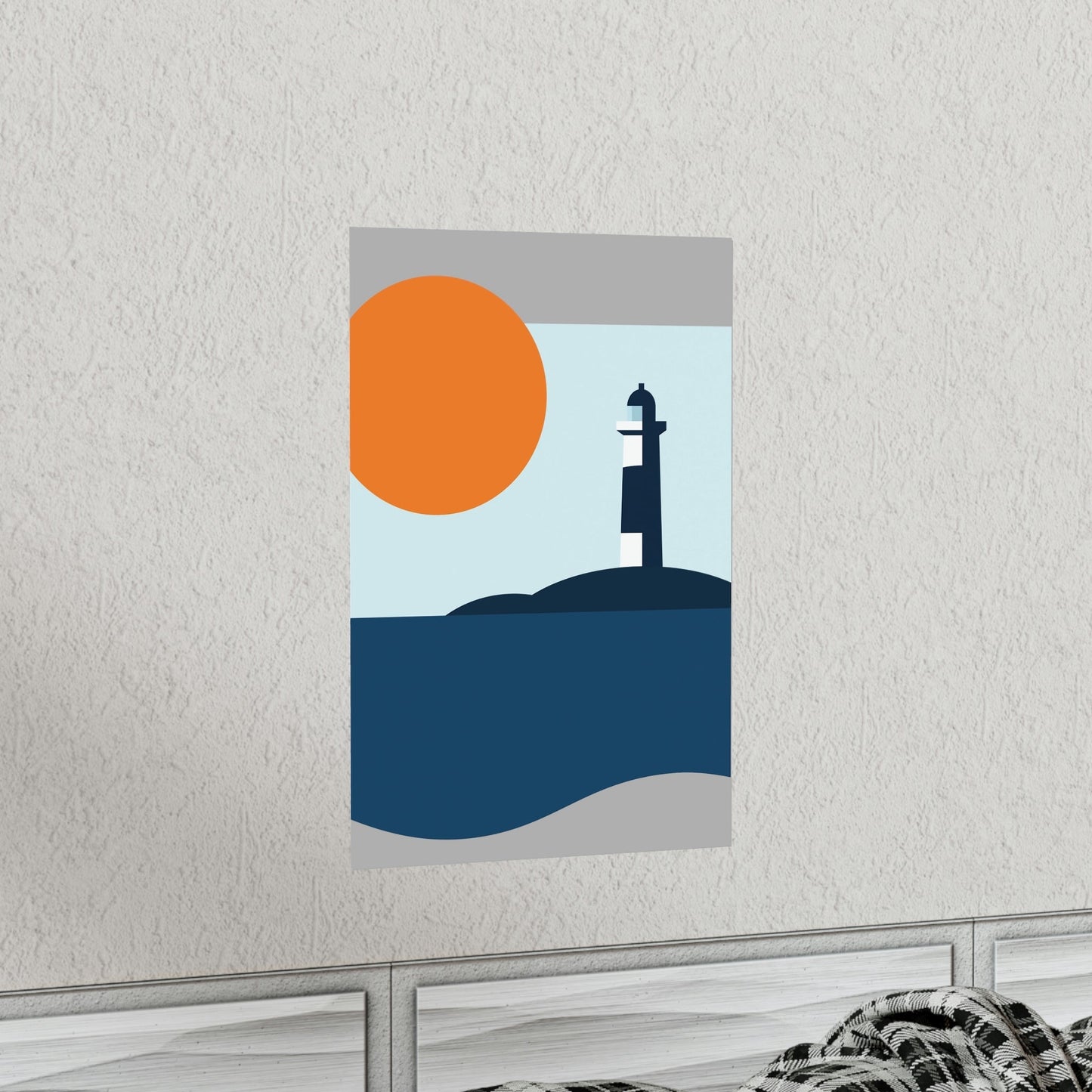 Sea View Lighthouse Minimal Art Graphic Design Premium Matte Vertical Posters Ichaku [Perfect Gifts Selection]