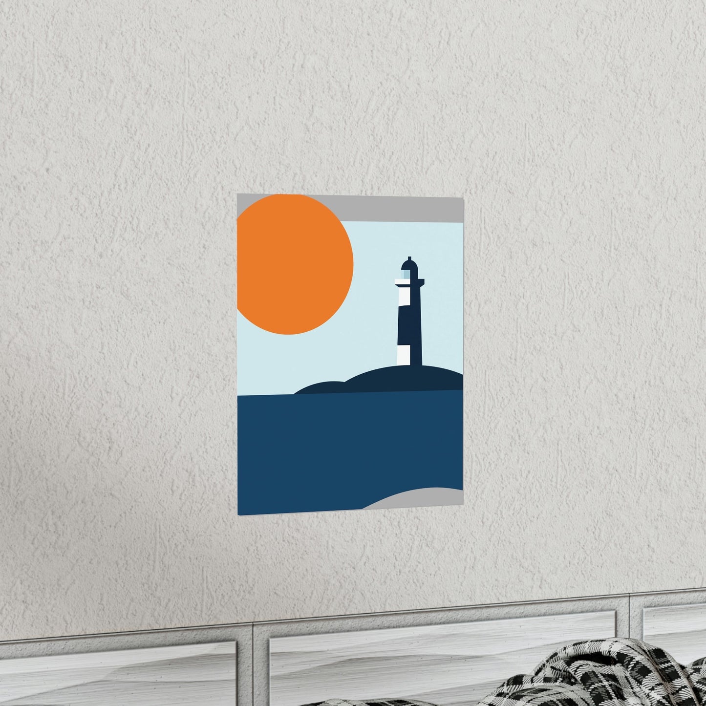 Sea View Lighthouse Minimal Art Graphic Design Premium Matte Vertical Posters Ichaku [Perfect Gifts Selection]