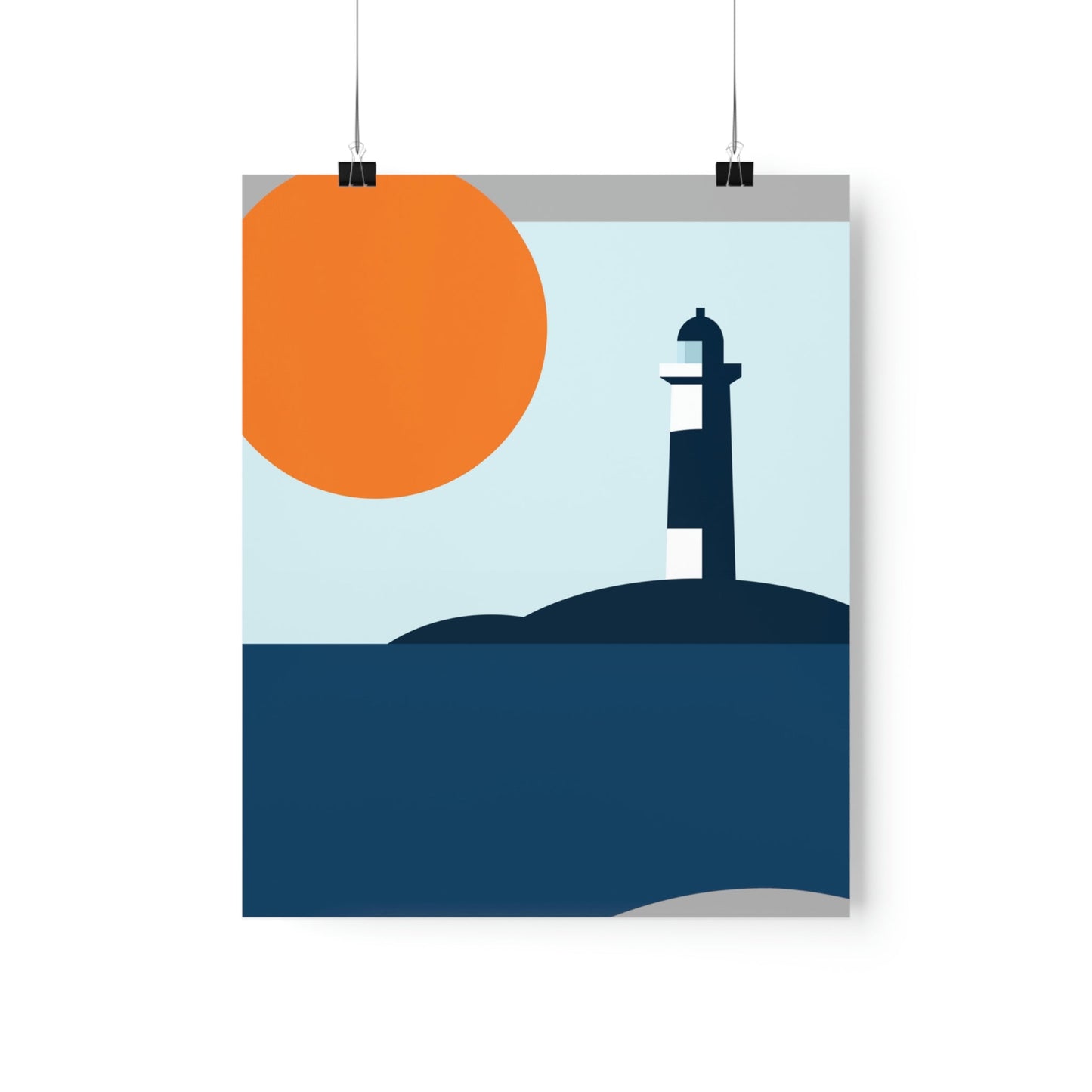 Sea View Lighthouse Minimal Art Graphic Design Premium Matte Vertical Posters Ichaku [Perfect Gifts Selection]