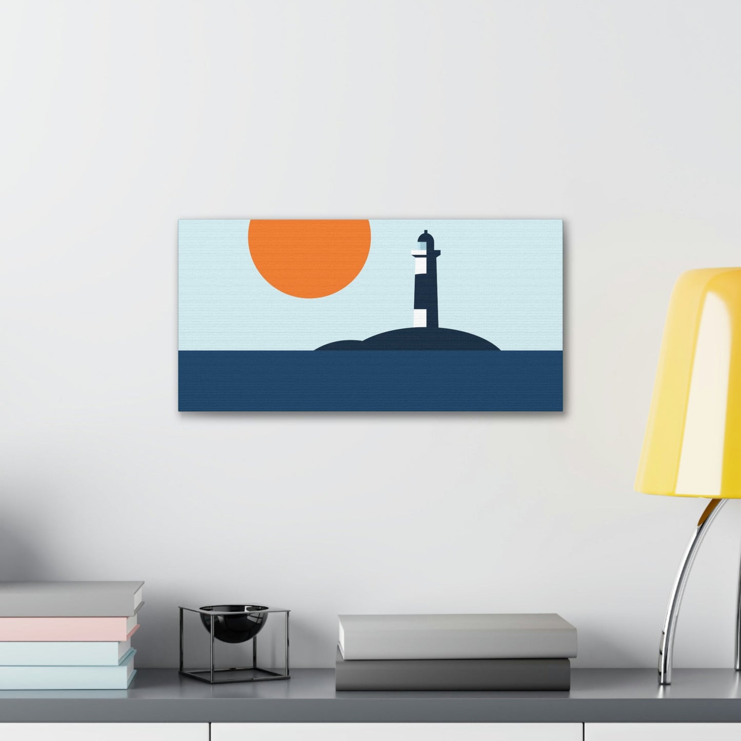 Sea View Lighthouse Minimal Graphic Design Aesthetic Classic Art Canvas Gallery Wraps Ichaku [Perfect Gifts Selection]