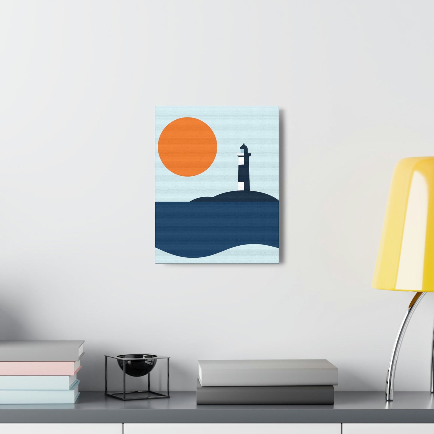 Sea View Lighthouse Minimal Graphic Design Aesthetic Classic Art Canvas Gallery Wraps Ichaku [Perfect Gifts Selection]